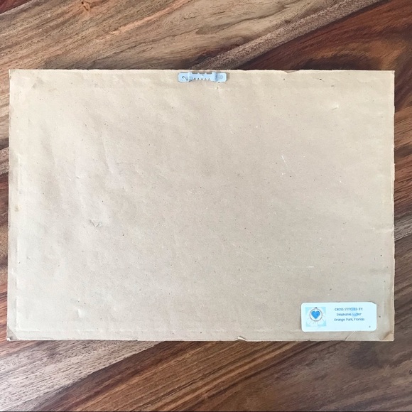 Vintage primitive counted cross stitch framed art - Picture 3 of 5